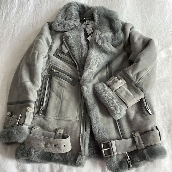 The Arrivals NYC gray suede biker jacket - Picture 1 of 6